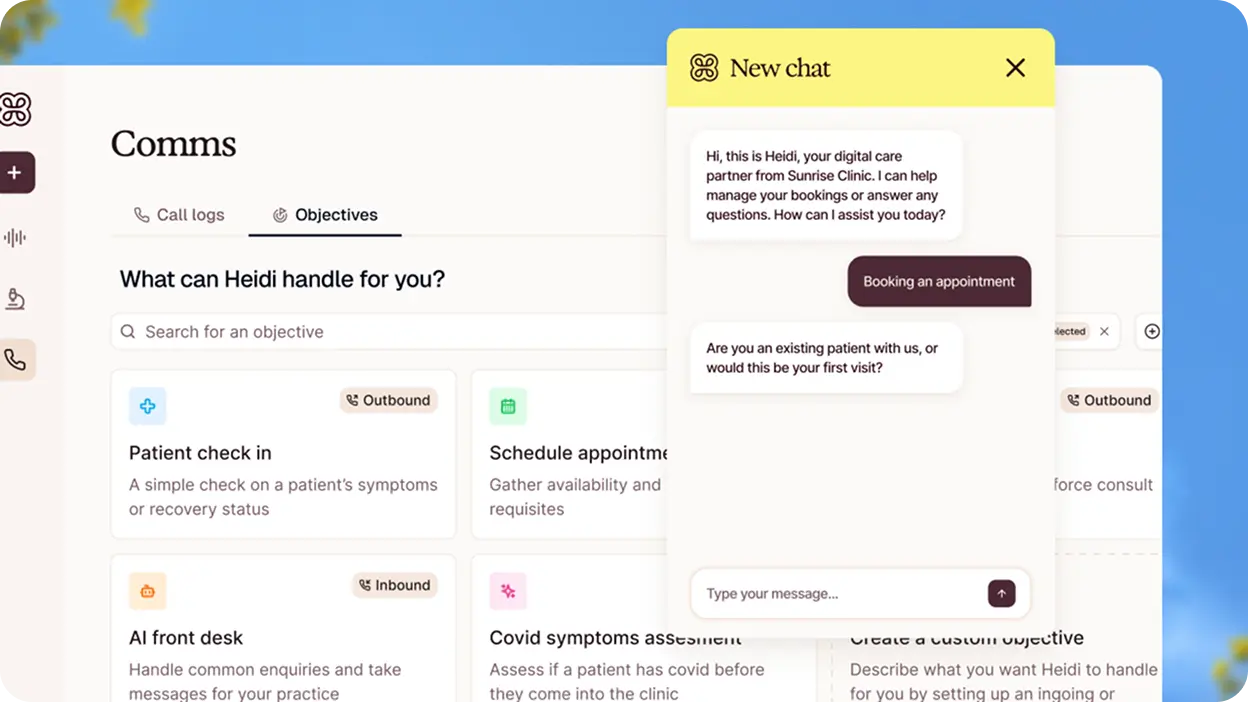 Heidi Health product context — clinician-facing experience
