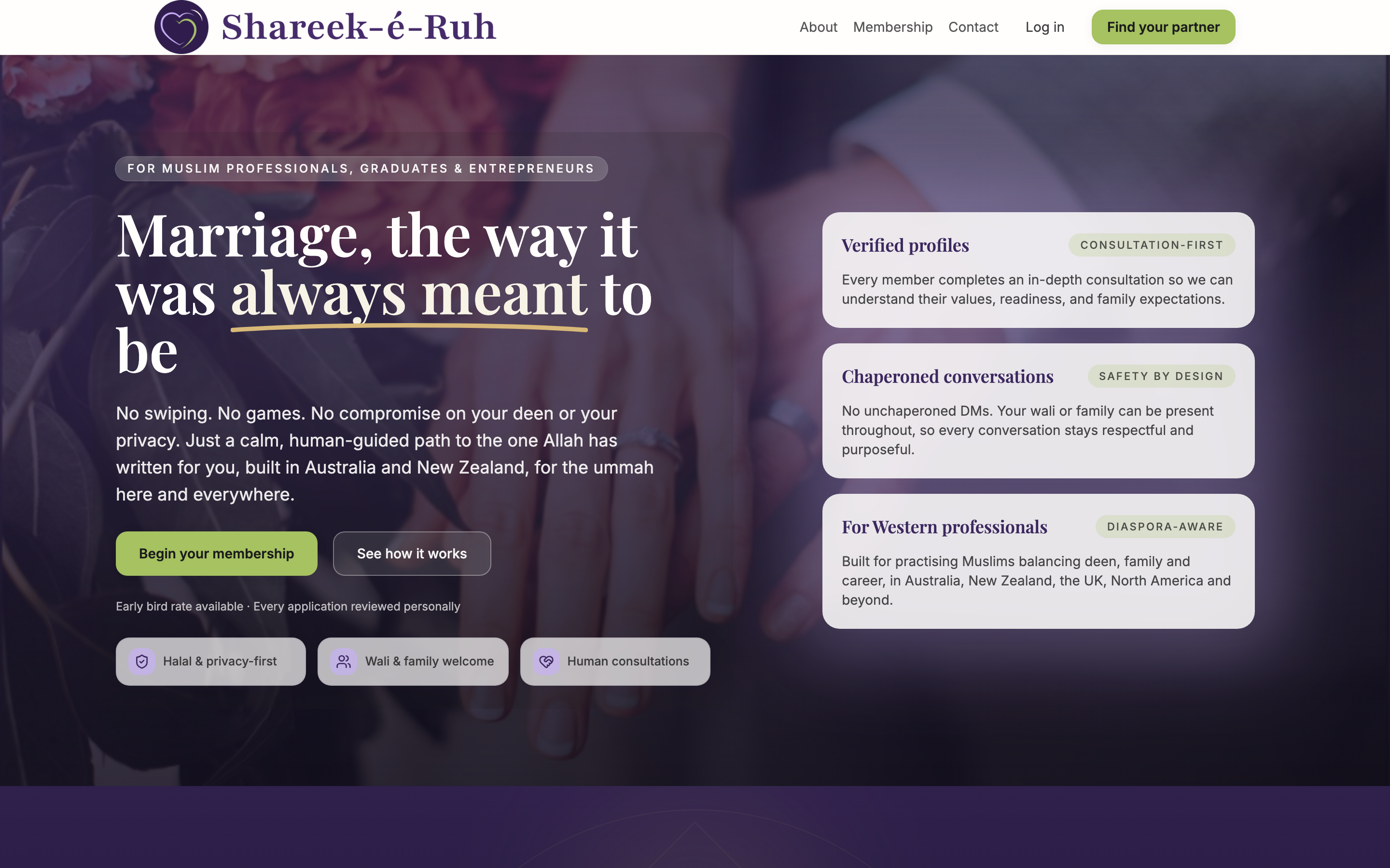 Shareek-é-Ruh marketing site